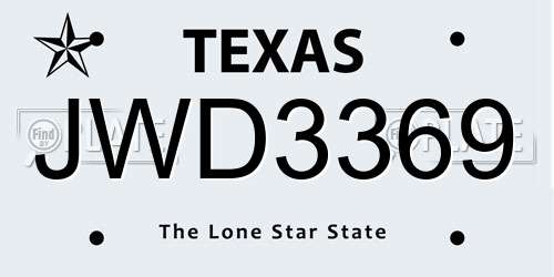 JWD3369 Texas License Plate