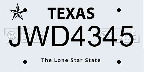 JWD4345 Texas License Plate