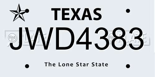 JWD4383 Texas License Plate