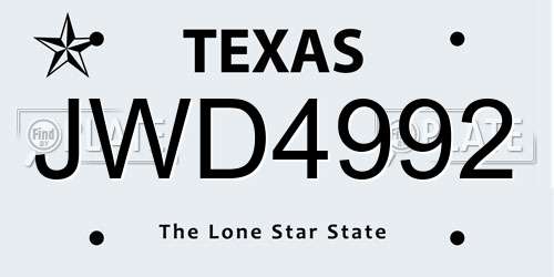 JWD4992 Texas License Plate