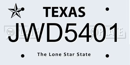 JWD5401 Texas License Plate