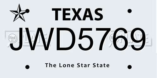 JWD5769 Texas License Plate