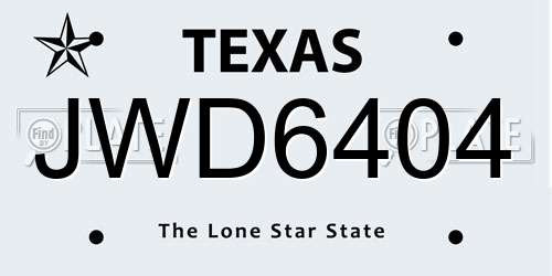JWD6404 Texas License Plate