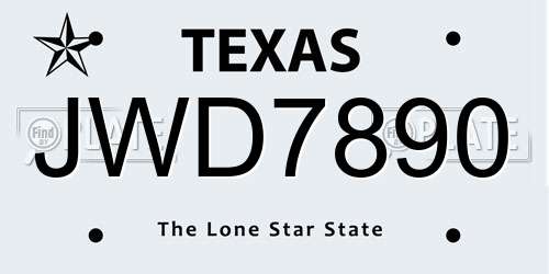 JWD7890 Texas License Plate