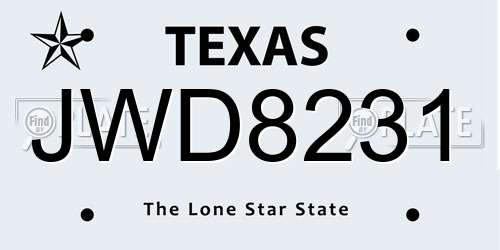 JWD8231 Texas License Plate