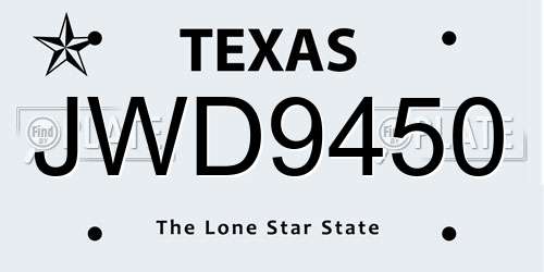 JWD9450 Texas License Plate