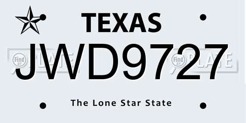 JWD9727 Texas License Plate