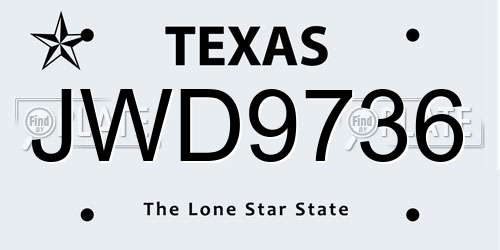 JWD9736 Texas License Plate