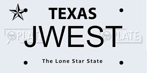 JWEST Texas License Plate