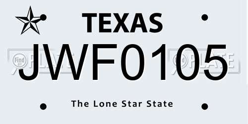 JWF0105 Texas License Plate