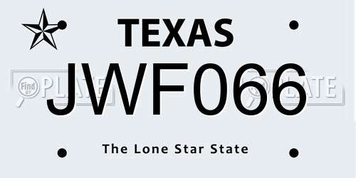 JWF066 Texas License Plate