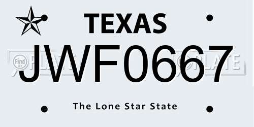JWF0667 Texas License Plate