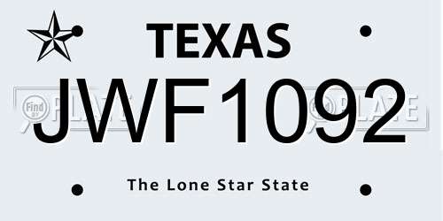 JWF1092 Texas License Plate