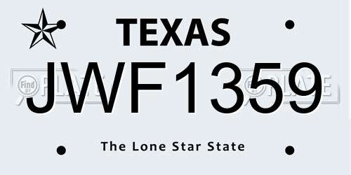 JWF1359 Texas License Plate