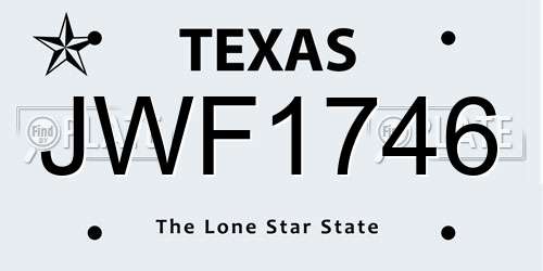 JWF1746 Texas License Plate