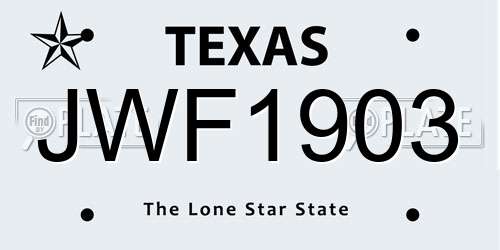 JWF1903 Texas License Plate
