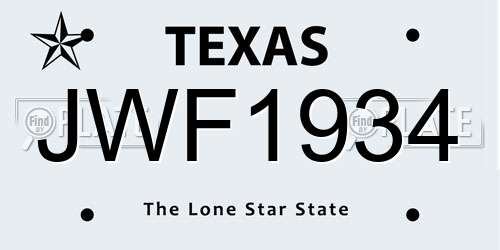 JWF1934 Texas License Plate