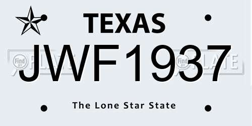 JWF1937 Texas License Plate