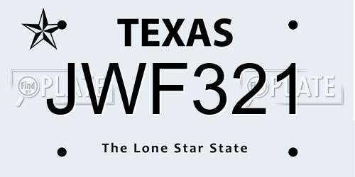 JWF321 Texas License Plate