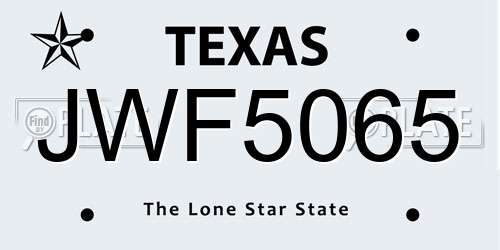 JWF5065 Texas License Plate