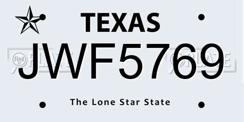 JWF5769 Texas License Plate