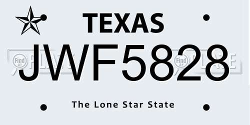 JWF5828 Texas License Plate