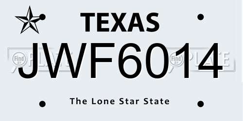 JWF6014 Texas License Plate