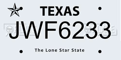 JWF6233 Texas License Plate