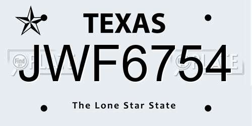 JWF6754 Texas License Plate