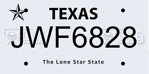 JWF6828 Texas License Plate