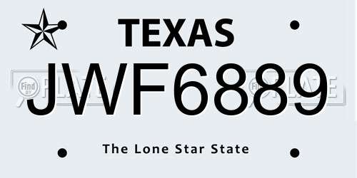JWF6889 Texas License Plate