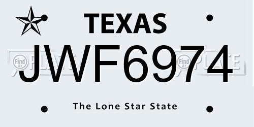 JWF6974 Texas License Plate