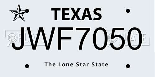 JWF7050 Texas License Plate