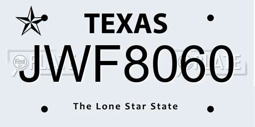 JWF8060 Texas License Plate