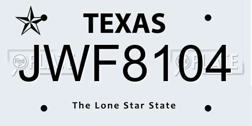 JWF8104 Texas License Plate