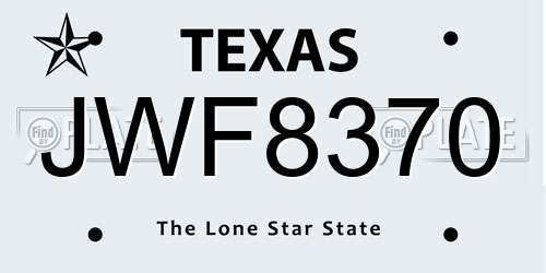JWF8370 Texas License Plate