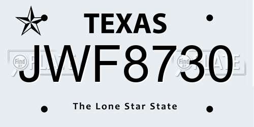 JWF8730 Texas License Plate