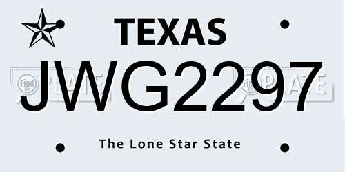 JWG2297 Texas License Plate