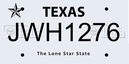 JWH1276 Texas License Plate
