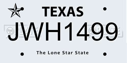 JWH1499 Texas License Plate