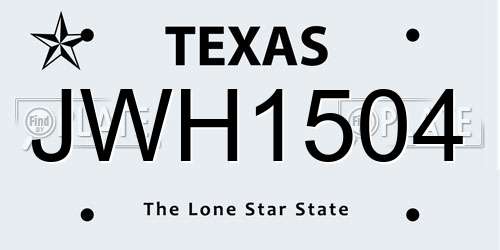 JWH1504 Texas License Plate
