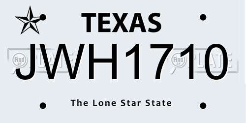 JWH1710 Texas License Plate