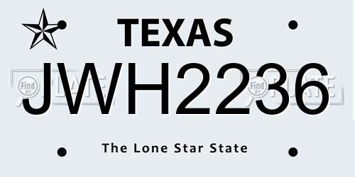 JWH2236 Texas License Plate