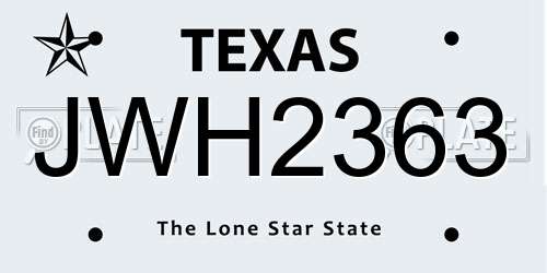 JWH2363 Texas License Plate