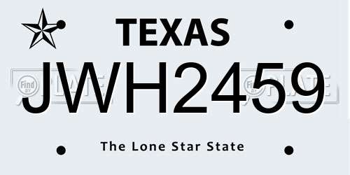 JWH2459 Texas License Plate