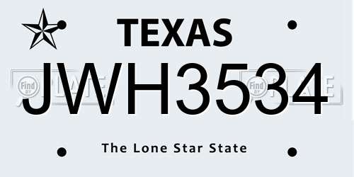 JWH3534 Texas License Plate