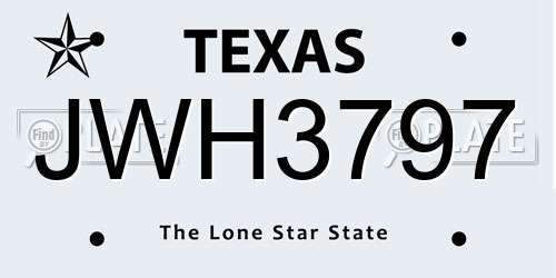JWH3797 Texas License Plate