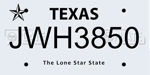 JWH3850 Texas License Plate