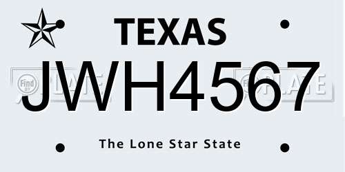 JWH4567 Texas License Plate