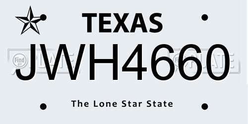 JWH4660 Texas License Plate
